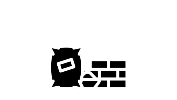 Construção edifício glifo ícone animação — Vídeo de Stock