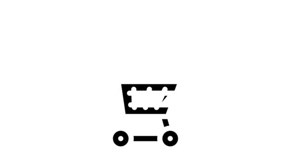 Control of movement of carts glyph icon animation — Stock Video