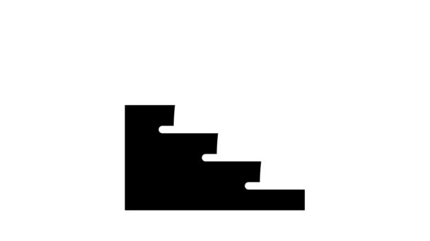 Palla che cade sulle scale icona glyph animazione — Video Stock