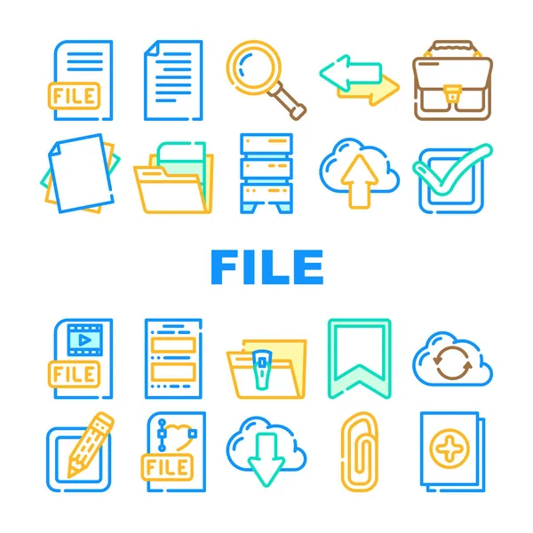 Fichier Ordinateur Document numérique Icônes Set vectoriel — Image vectorielle