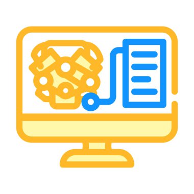 motor dijital analizi ve renk ikonu vektör illüstrasyonunu kontrol et