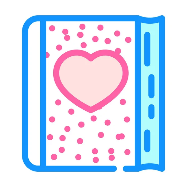 Fluffy diary with heart color icon vector illustration — Stockvektor