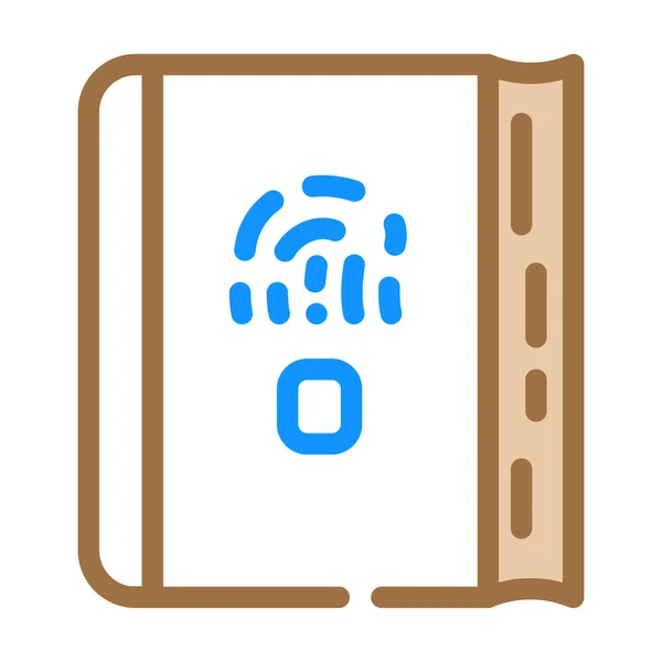 Diary with fingerprint scanner color icon vector illustration — ストックベクタ