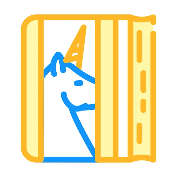 Diary with unicorn color icon vector illustration — Stockvektor