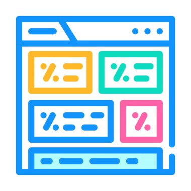 İndirim içeren web sitesi renk ikonu çizimi