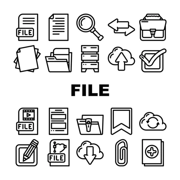 File Computer Digital Document Icons Set Vector — ストックベクタ