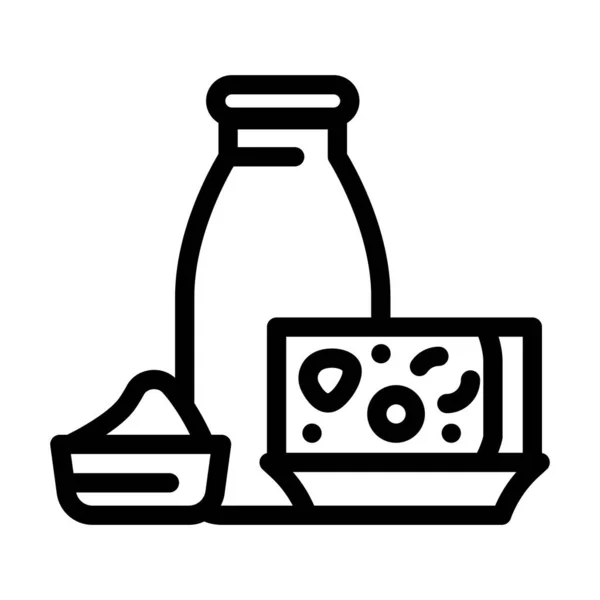 Tej és sajt tejtermék vonal ikon vektor illusztráció — Stock Vector
