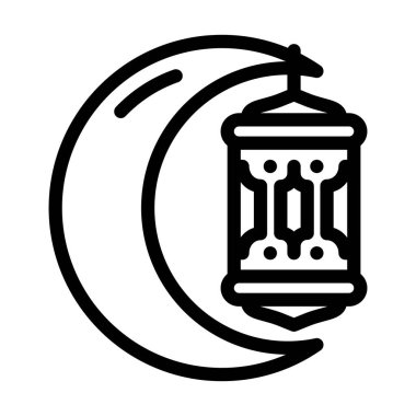 Ramazan bayram çizgisi ikon vektör illüstrasyonu