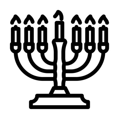 Hanuka bayram çizgisi ikon vektör çizimi