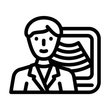 ultrason tıbbı işçi çizgisi ikon vektör çizimi