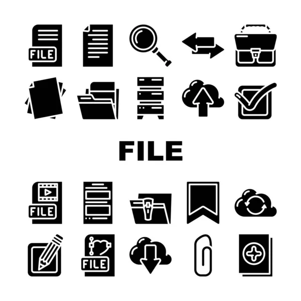 Dateicomputer Digital Document Icons Set Vektor — Stockvektor