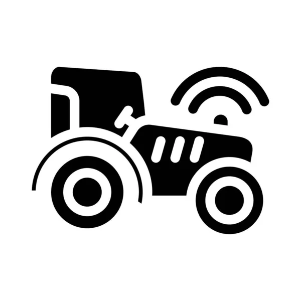 Tractor with gps glyph icon vector illustration — стоковый вектор