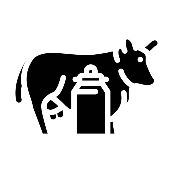 Vaca y glifo de la leche icono vector ilustración — Vector de stock
