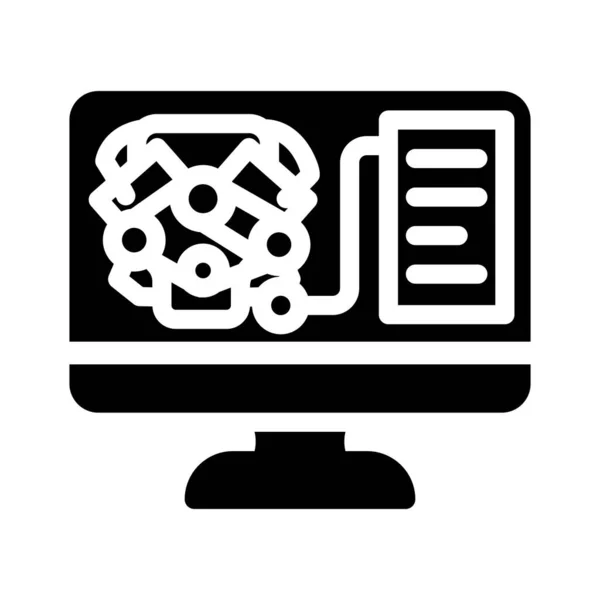Moteur analyse numérique et vérifier illustration vectorielle icône glyphe — Image vectorielle