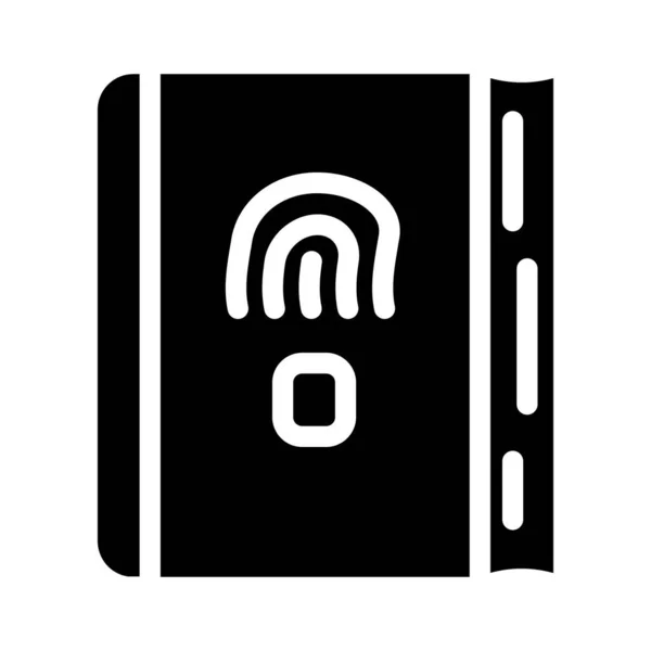 Diary with fingerprint scanner glyph icon vector illustration —  Vetores de Stock