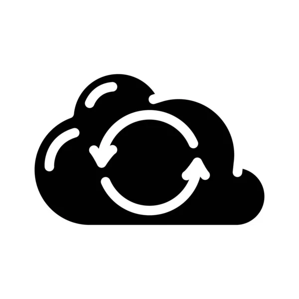 Sync-Datei mit Wolke Glyphen-Symbol-Vektor-Illustration — Stockvektor