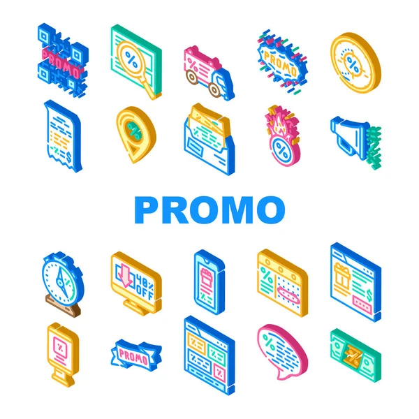 Promo And Advertising Coupon Icons Set Vector —  Vetores de Stock