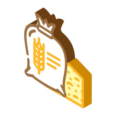 Buğday hasadı izometrik ikon vektör çizimi