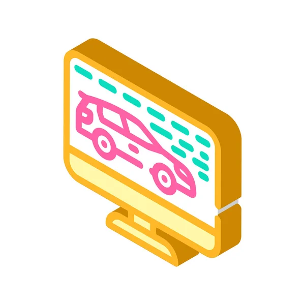 Diagnóstico por ordenador de coches icono isométrico ilustración vectorial — Vector de stock