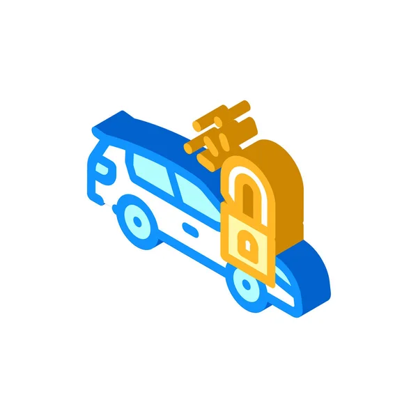 Unlocking car isometric icon vector illustration — Vetor de Stock