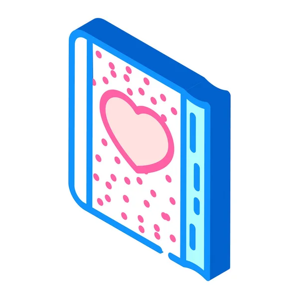 Fluffy diary with heart isometric icon vector illustration — Stockvektor