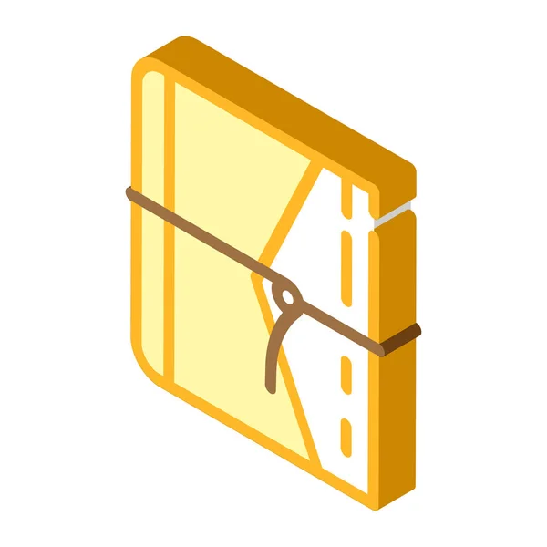 Diary with string isometric icon vector illustration — Stock Vector