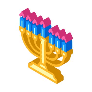 Hanuka bayramı izometrik ikon vektör çizimi