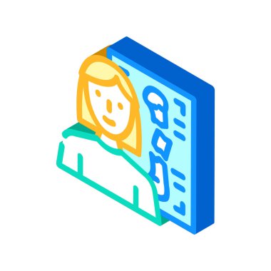 Radyolog doktor izometrik ikon vektör çizimi