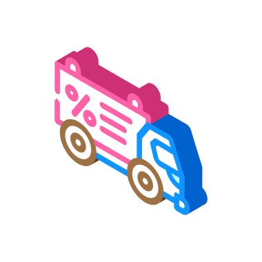 promo car izometrik vektör çizimi