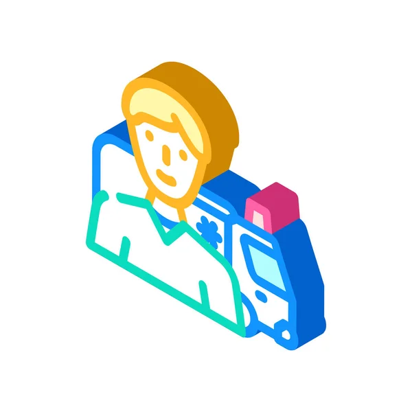 Ambulance medical worker isometric icon vector illustration — стоковый вектор