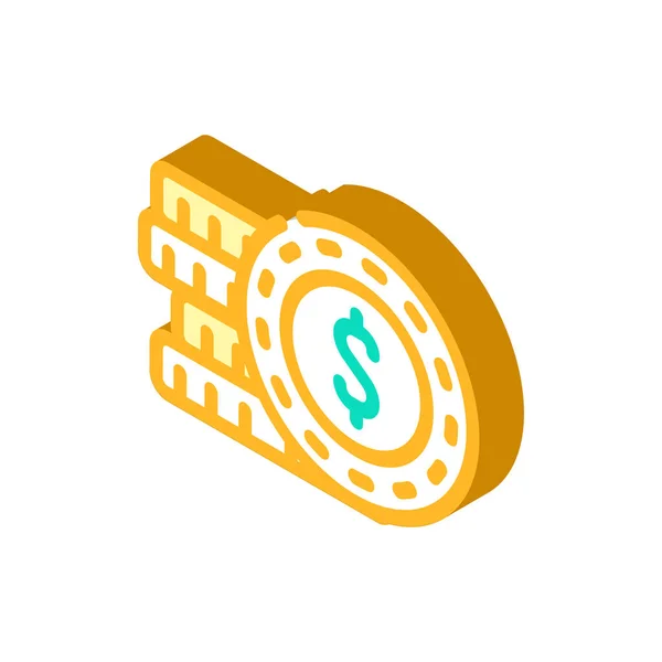 Monety pieniądze izometryczne ikona wektor ilustracja — Wektor stockowy