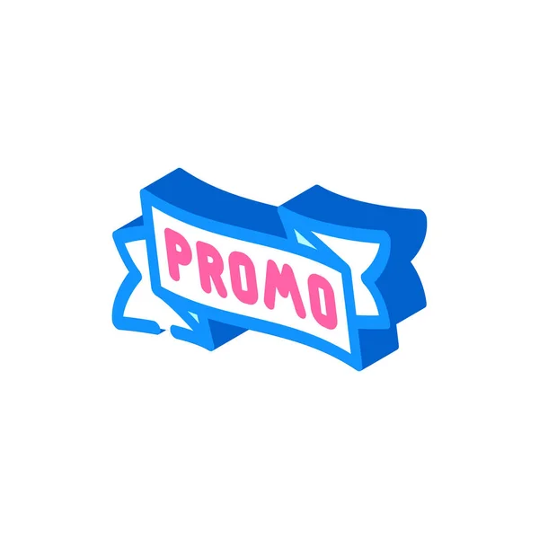 Ribbon promo isometric icon vector illustration — 图库矢量图片