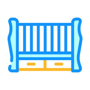 Küçük çocuk rengi vektör illüstrasyonu için beşik yatağı