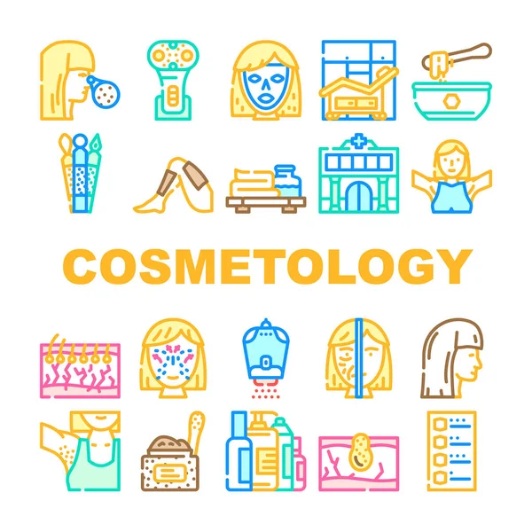 Cosmetology Beauty Procedure Icons Set Vector — ストックベクタ