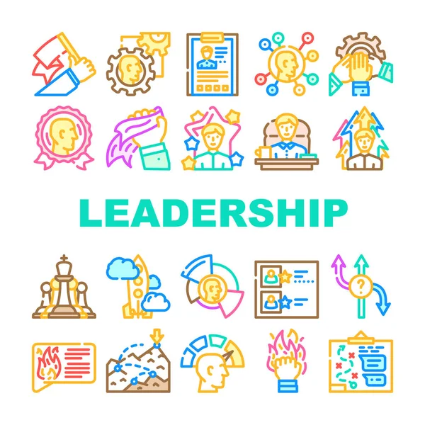 Leadership Leader Business Skill Icônes Set vecteur — Image vectorielle