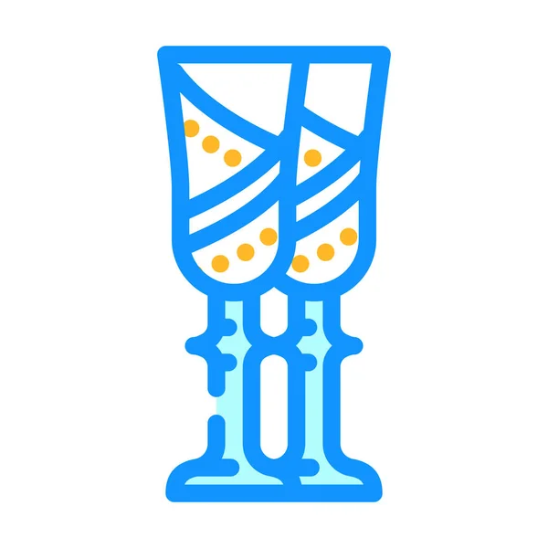 Taças para noiva e noivo bebida cor ícone vetor ilustração — Vetor de Stock