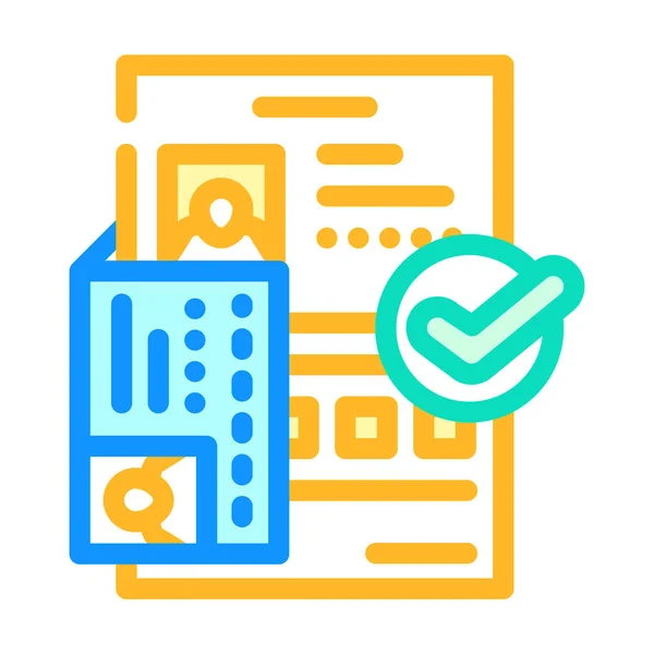 Passport document approve color icon vector illustration — 스톡 벡터