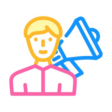 megafon reklamcılık mesleği renk ikonu vektör illüstrasyonu