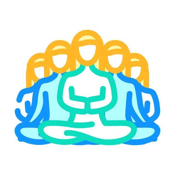 Gruppe Meditation Farbe Symbol Vektor Illustration — Stockvektor