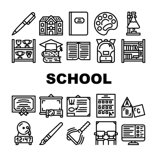 School Stationery Accessories Icons Set Vector — Wektor stockowy