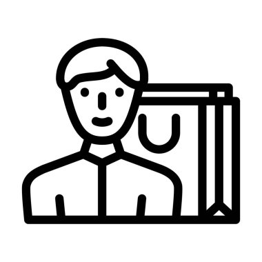 alışveriş çantası satır simge vektör çizim