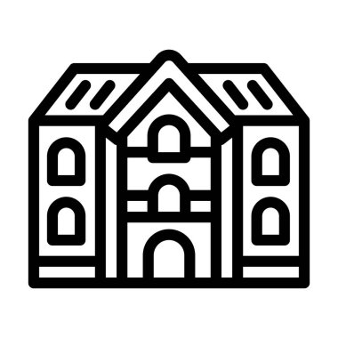 okul binası satır simge vektör çizim