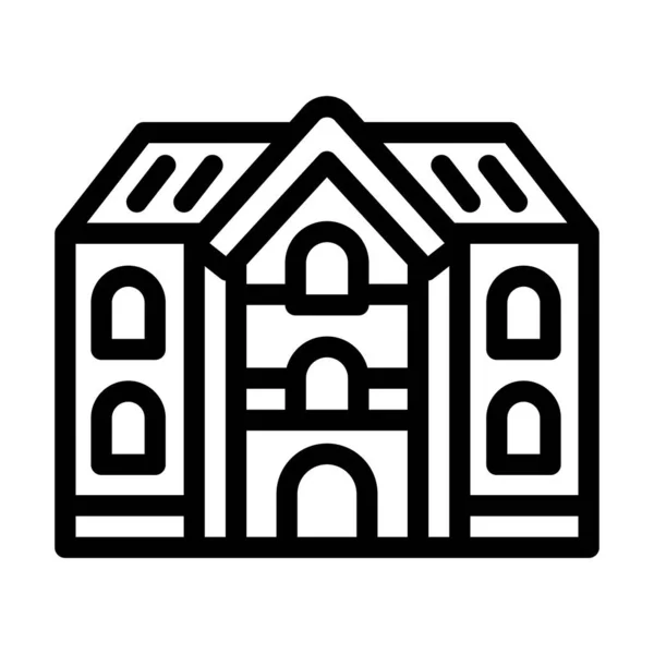 Scuola edificio linea icona vettoriale illustrazione — Vettoriale Stock