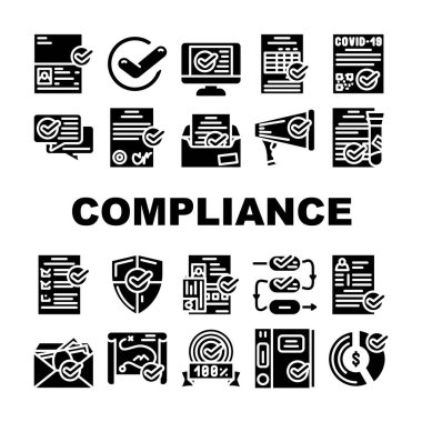 Uyum Kalite Prosedürü Simgeleri Vektörü Ayarla