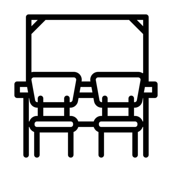 Aula con ilustración de vector icono de línea de escritorio y silla — Vector de stock