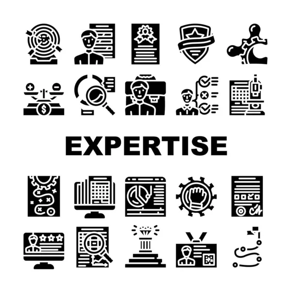 Expertise Traitement des affaires Icônes Set vecteur — Image vectorielle