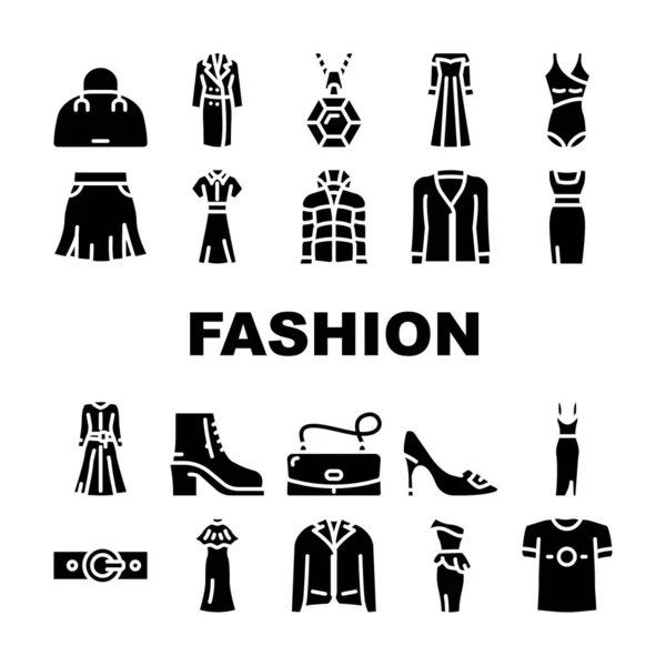 Fashion Store Garment And Shoes Icons Set Vector — Stock Vector