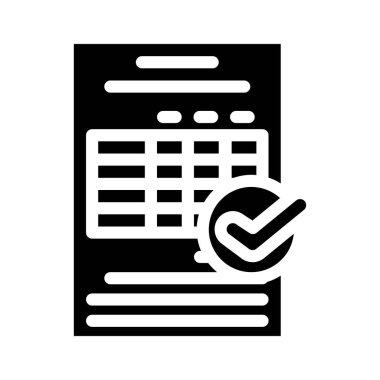 Tablolar veya denetim uyumluluğu glyph vektör illüstrasyonu