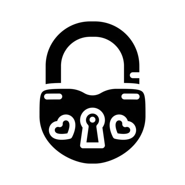 Lock for love couple glyph icon vector illustration — Vector de stock