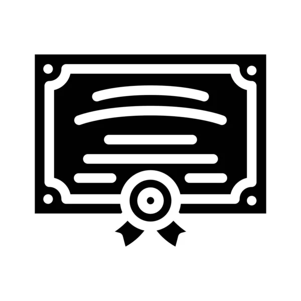 Certificate or diploma of graduation glyph icon vector illustration — стоковый вектор